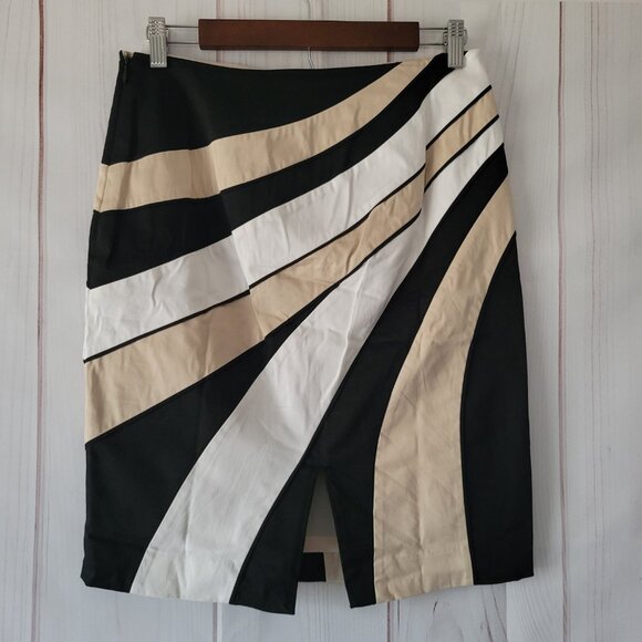 White House Black Market Pencil Skirt, Business Casual Dress, Black/White/Tan, M - Picture 2 of 7